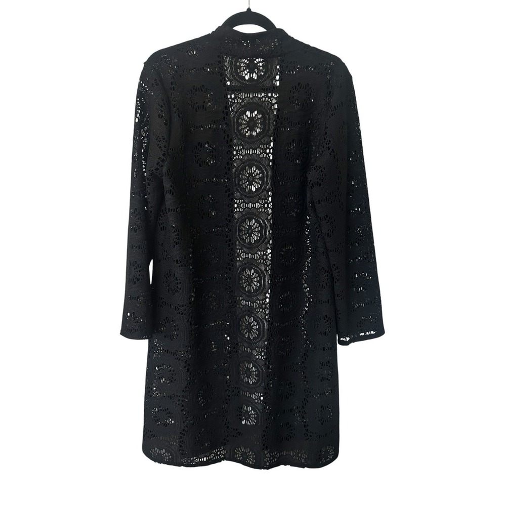 Chico's Travelers Women's Crochet Lace Long Duster Cardigan Large 2 Boho - Picture 2 of 9
